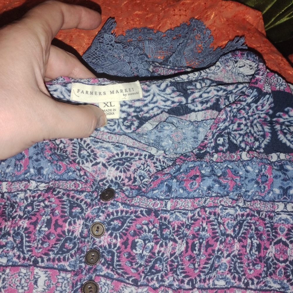Women's Blue and Pink Mini Dress